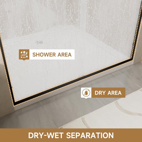 Shower Doors, 56–60'' W x 72'' H Sliding Glass Shower Door, Matte Black Aluminum Frame, 1/4'' (6mm) High-Strength Tempered Glass, for Walk-in Showers