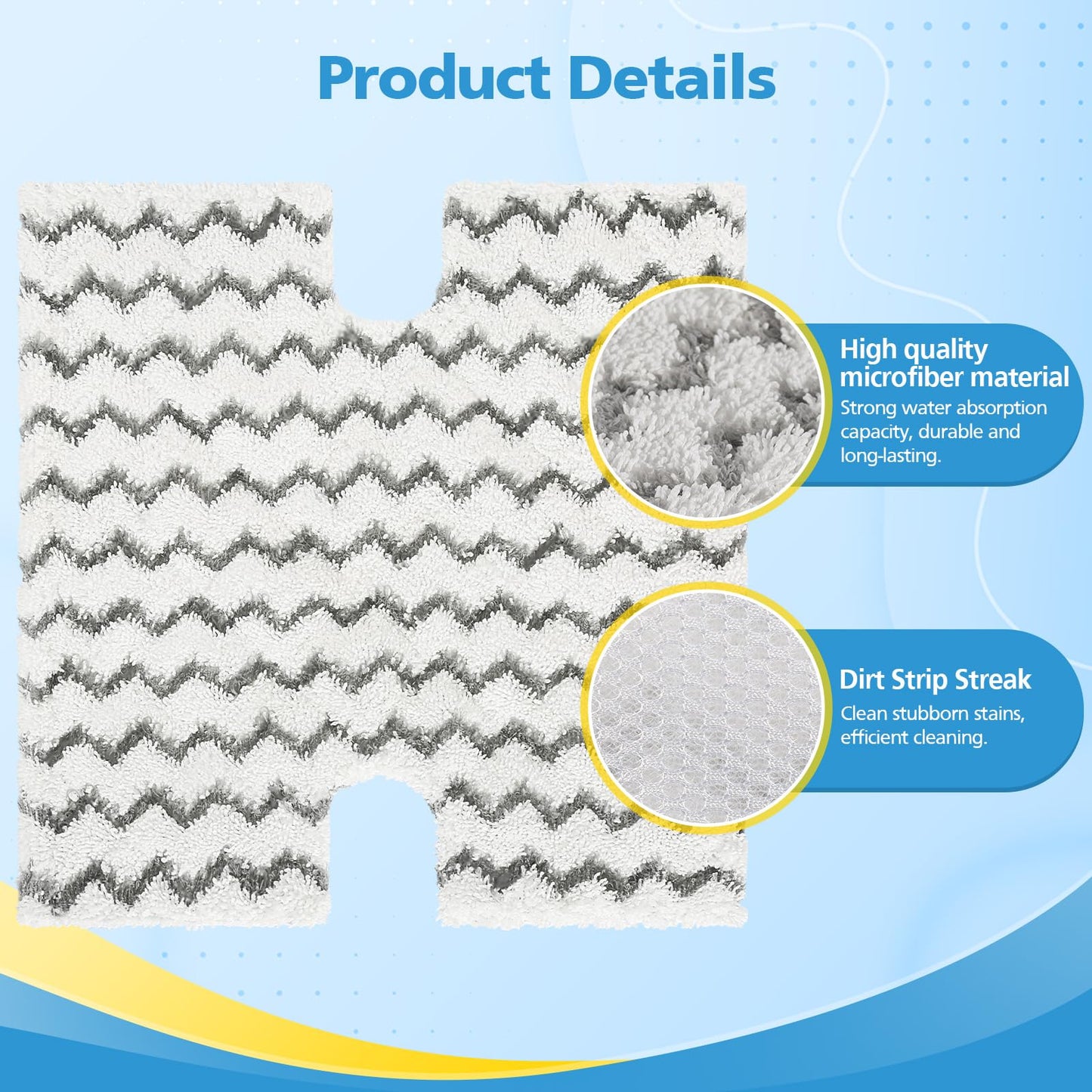 4 Pack Steam Mop Pads Replacement for Shark Lift-Away Pro & Shark Genius Mop System Pocket Mop S3973 S3973D S3973WM S5001 S5002Q S5003A S5004 S5004W S6001W S6001WM S6002 S6002C S6003D S6003W