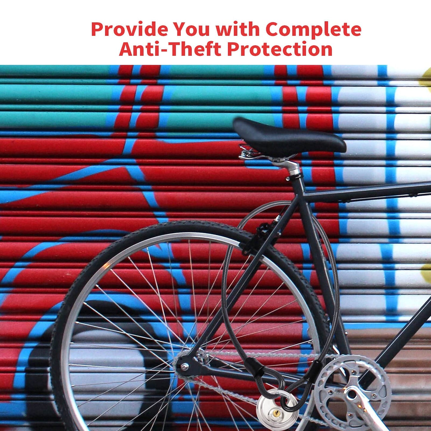 DELSWIN Security Steel Cable with Loops - 3/8 inch (10 mm) Thick (6' or 15') Heavy Duty Bike Lock Cable Vinyl Coated Braided Cables for U-Lock and Padlock