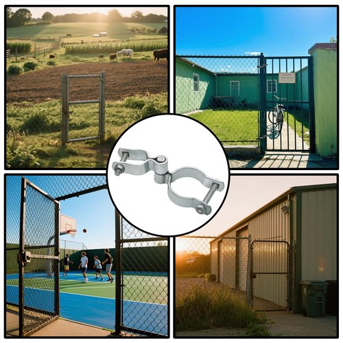 Chain Link Fence Post Hinge 1-3/8" x 2-3/8" Female and Male Hinges Gate Frame Hinges with Bolts and Nuts Galvanized Steel Zinc Plated Pipe Hinge for Gate and Fence Frame