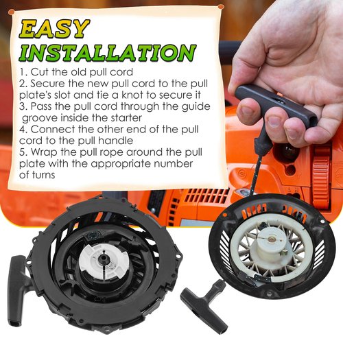 Saillong 100' Starter Rope, Pull Cord Rope for Small Engine with 2 Starter Handle, 3mm Diameter High wear Resistant, Low Stretch, Replacement for Lawn Mower Chainsaw Trimmer Edger Brush Cutter Engine