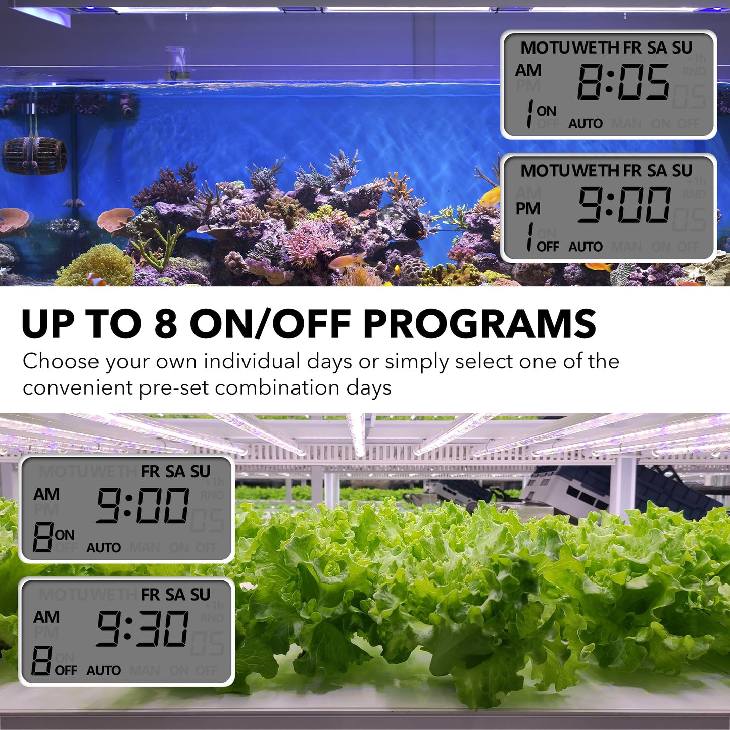 HBN 7 Day Heavy Duty Digital Timer, Dual Outlet, On/Off Programs 3-Prong Programmable Timer, Indoor, for Lamp, Light, Fan, Pets, Home, Kitchen, Office, Appliances, 125V, 15A, 1875W, 60Hz