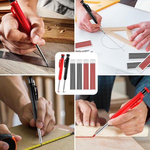 Shmziy Carpenter Mechanical Pencils, Construction Pencils, Deep Hole Woodworking for Marking, Scribering, Drawing (Blue)