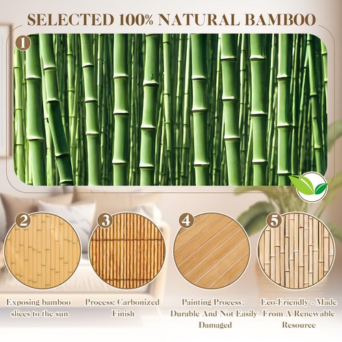 Juexica 2 Pcs Natural Bamboo Wall Panel for Interior Wall 48'' x 96'' Bamboo Covering Renewable Pole Wainscoting Room Divider Decor for Bedroom Living Room Kitchen Island Office (Carbonized)