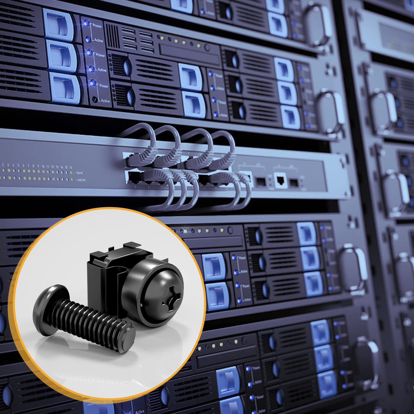 50 PACK M6 x 16mm Rack Mount Cage Nuts, Screws and Washers for Rack Mount Server Cabinet, Rack Mount Server Shelves, Routers, Rack Mount Screws and Square Insert Nuts, Self-Locking Cable Ties for Free