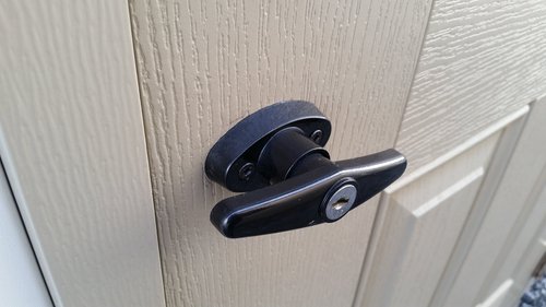 Shed Door T-Handle Lock Kit - Includes 2 Keys, 2 Screws, Allen Wrench, 4-1/2" Stem, Shed Lock, Barn Door Lock, Playhouse Lock & Chicken Coop Lock (Black) (Pack of 1)