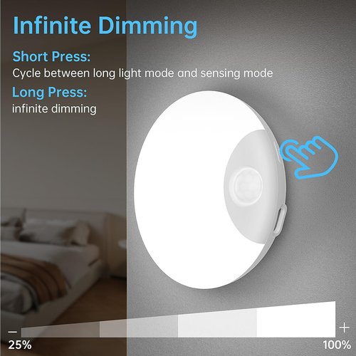 PZSUNLY Motion Sensor Night Light,LED Rechargeable Indoor Night Lights,Magnetic Cabinet Light Closet Light for Kitchen Baby Bedroom Bathroom Stairs 6 Pack (White Light)