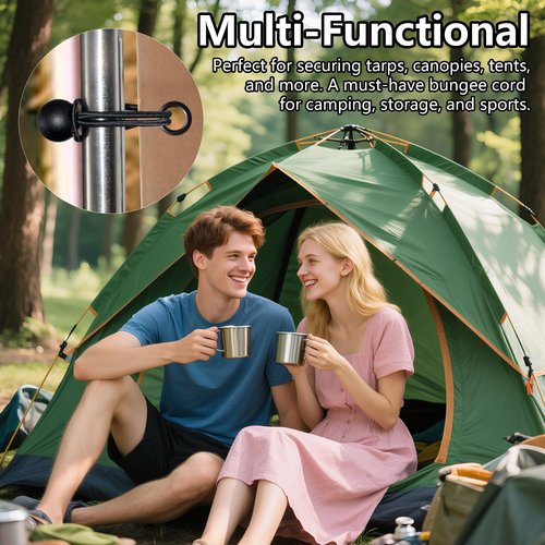 30pcs Black Ball Bungee Cords – 4 Inch Heavy-Duty Stretch Tie Down for Canopy, Tarp, Camping, and Storage