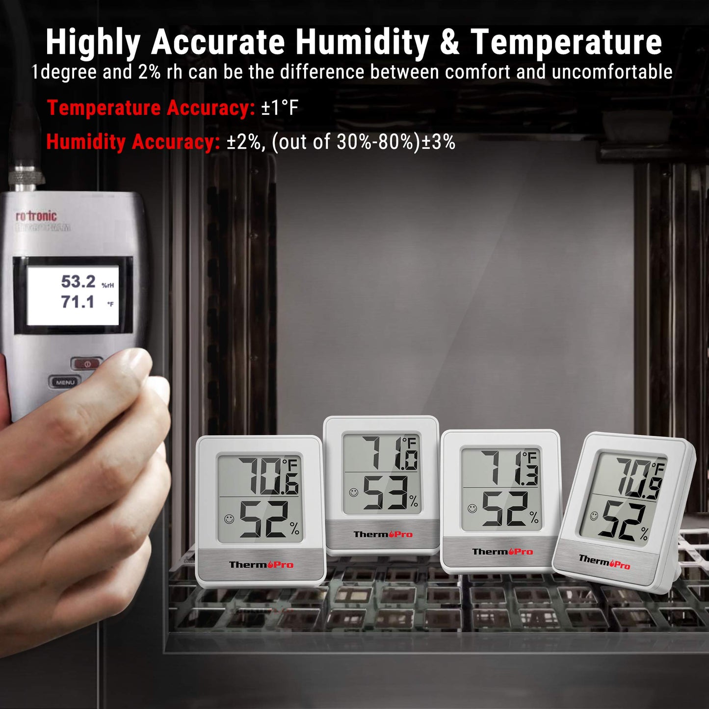 TempPro TP49 Digital Hygrometer Indoor Thermometer Humidity Meter Room Thermometer with Temperature and Humidity Monitor Mini Hygrometer Outdoor Thermometer (Previously ThermoPro)