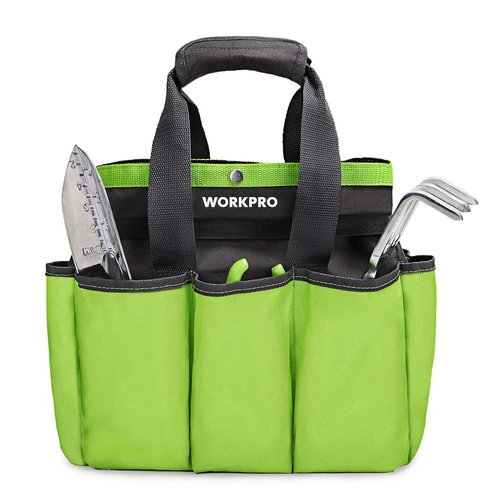 WORKPRO Garden Tool Bag, 8 Pockets Gardening Bag, Heavy Duty Oxford Garden Tote Caddy (Tools NOT Included), 12" x 12" x 6"