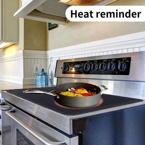 Thermochromic Silicone Stove Top Cover for Electric Stove - 30" x 21" Heat Resistant Silicone Stove Mat for for Glass Top Stove, Dish Drying Mats for Kitchen (Black Temperature Changing Pink)