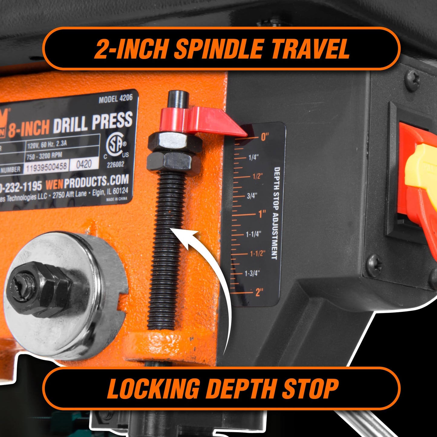 WEN 2.3-Amp 8-Inch 5-Speed Cast Iron Benchtop Drill Press (4206T)