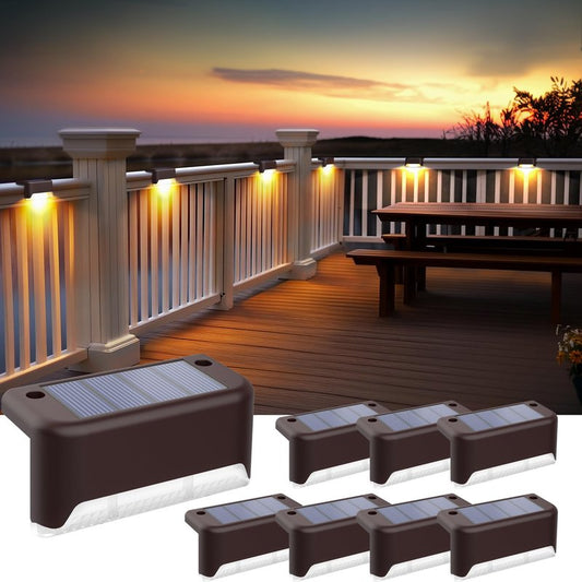 SOLPEX Solar Fence Lights Outdoor, Solar Step Lights Waterproof LED Deck Lights for Stair, Balcony, Railing, Front Porch, Yard, Garden and Patio Decor (8 Pack Warm White)