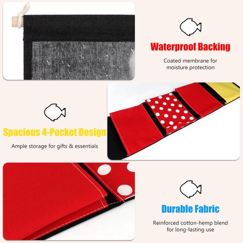 2 Pack Fish Extender Hanger for Cruise Line, Hanging Organizer with 4 Pockets, Cotton-Linen Travel Stateroom Door Cabin Storage Bag 2025 FE for Exchange Gift Pixie Dusting