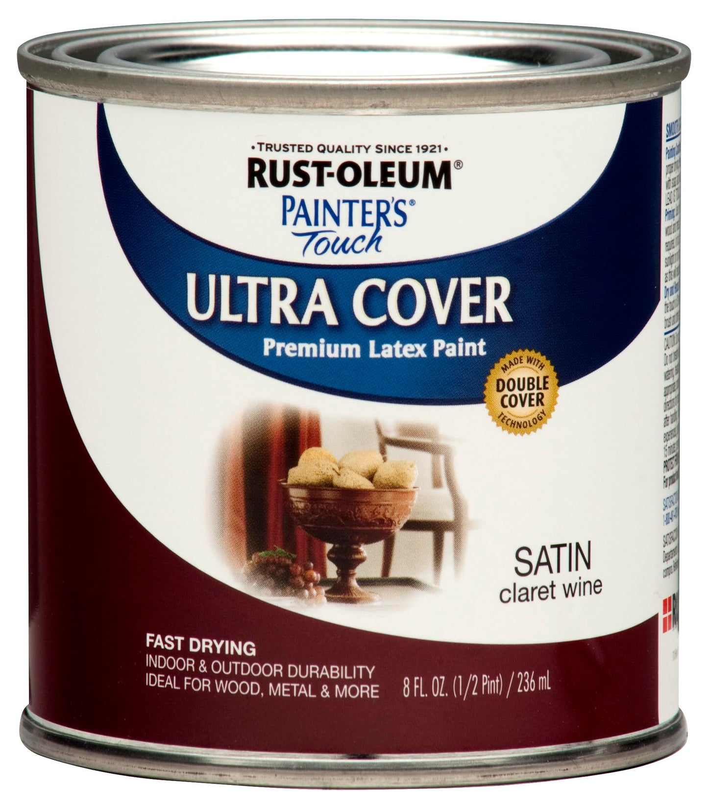 Rust-Oleum 267310-Painter's Touch Latex Paint, 1 Half Pint, Satin Claret Wine