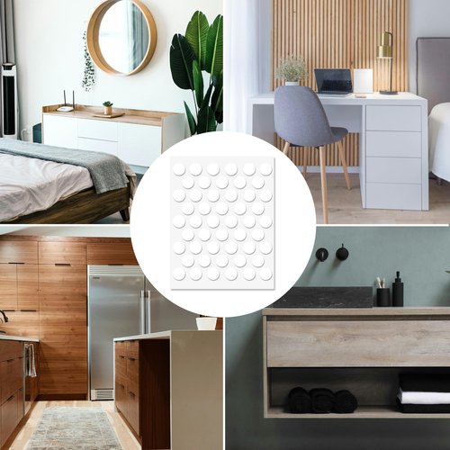 White Self-Adhesive Screw Hole Stickers - 50 pcs. 0.55 inch / 14 mm Peel Stick Dust Proof Tape, Water Resistance PVC Caps for Wood Cabinets, Furniture, Drawer, Wardrobe, Kitchen, Table