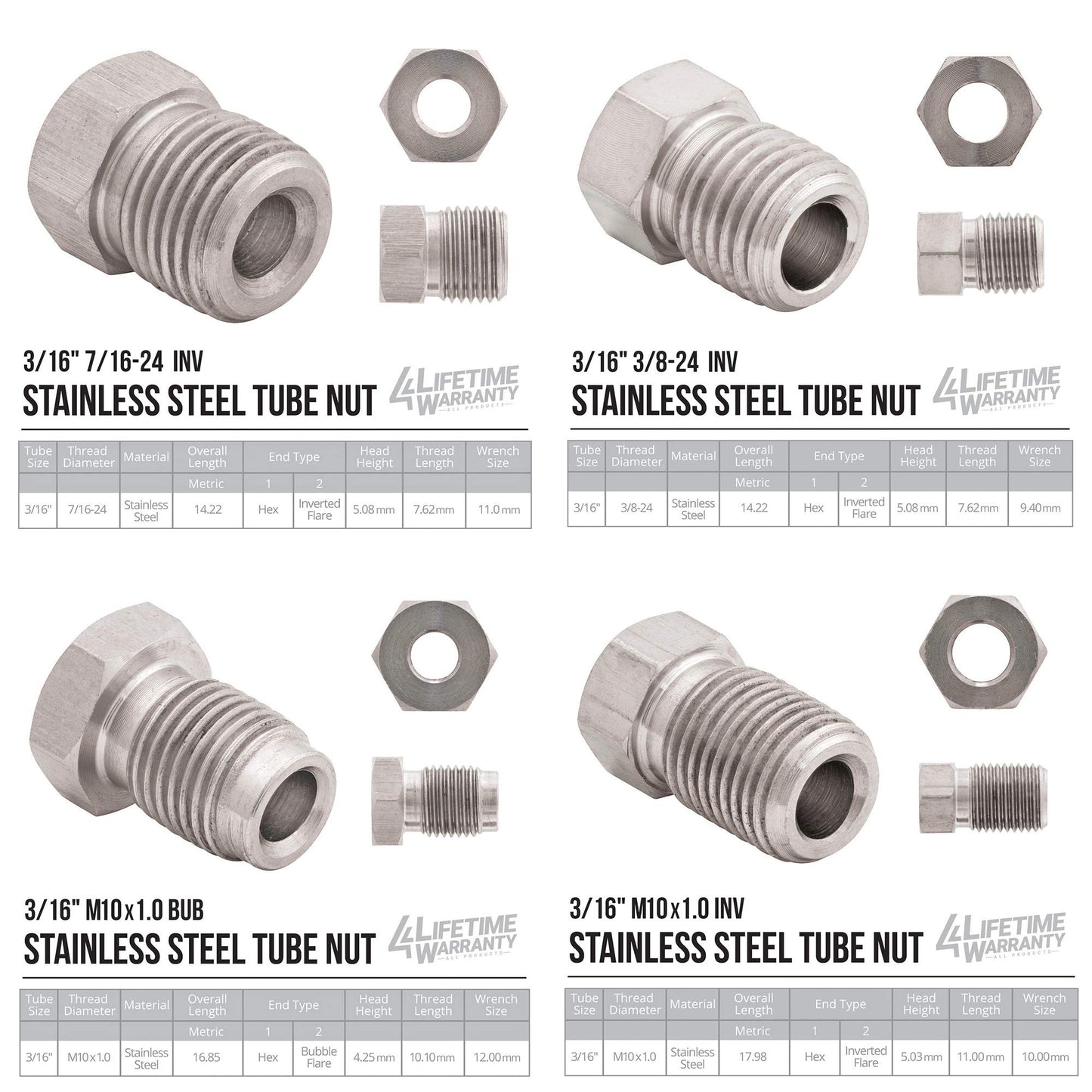 4LifetimeLines – 3/16" x 25' Stainless Steel Brake Line Kit | 316L Marine-Grade Tubing with 16 SAE Fittings | Corrosion & Rust Resistant | 15,310 PSI | Universal Fit for Cars & Trucks