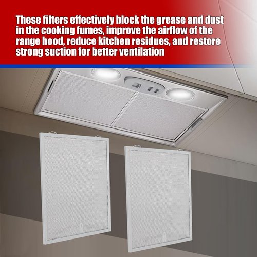 Range Hood Grease Filter Fit for Broan Nutone S99010436, 99010436, BKSA130 Series, Aluminum Mesh Vent Filter Replacement, 12.84" x 13.69" x 0.38", 2-Pack