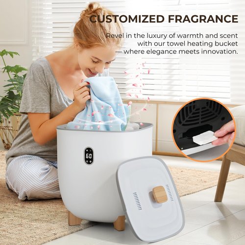EUHOMY Towel Warmers, Luxury Bucket Towel Warmer, Large Towel Warmer for Bathroom, Auto Shut Off, Fits Up to Two 40"X70" Oversized Towels, Bathrobes, Blankets, PJ's and More, CL1