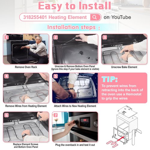 LXun Upgrad 318255401 Bake Element Compatible with Frigi-daire Ken-more Electric Range Stove Oven Heating Element Replaces Part 318255401 318110500 318255400 318255402 1055694 AP3768579 PS978774