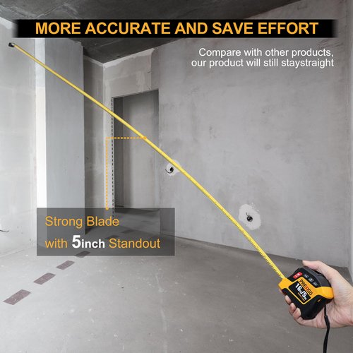 PREXISO 2-in-1 Digital Tape Measure - 16Ft Rechargeable Measuring Tape Ruler Ft/Ft+in/in/M/CM/MM Unit - Metric & Inches Retractable Measurement Tape Tool with Magnetic Tip - Pythagorean, Area, Volume
