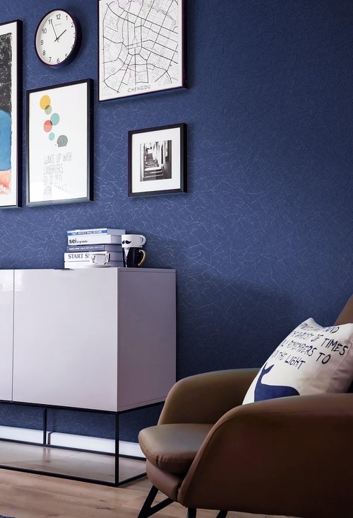 Safiyya Blue Silk Peel and Stick Wallpaper Textured Dark Blue Contact Paper Removable Wallpaper Silk Decorative Self Adhesive Wall Paper Vinyl Rolls 118"x 17.3"