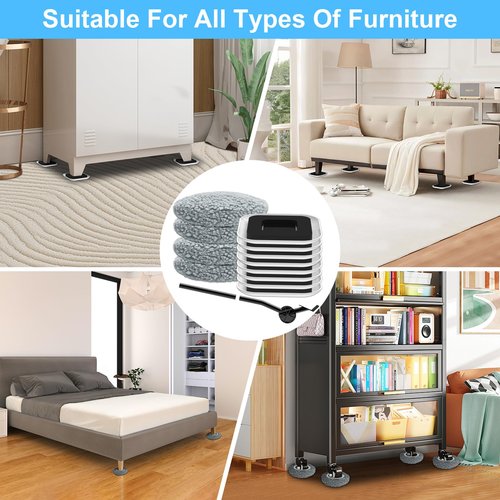 New Upgrade Furniture Sliders, Multi-Surface 3-in-1 Furniture Movers Sliders, Heavy Moving Pads with 8PCS 4.3" Carpet Sliders+4PCS Hard Floor Socks+1 Lifter, Protect Floor and Easily Move Furniture
