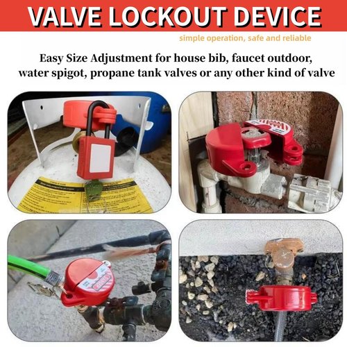 WIILDIS Gate Valve Lockout Device and Safety Padlock, Outdoor Faucet Lock for Outdoor Faucet Knob/Water Spigot/Propane Tank, Suited for 1 to 2-1/2 in Dia Valve Handles