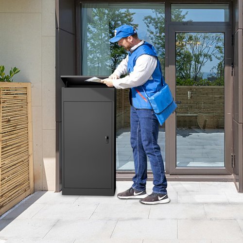 Package Delivery Boxes for Outside,Enlarged Porch Box for Packages with Coded Lock,Large Space,Waterproof,Cold-Rolled Steel Package Lock Box (19.7”x16.1”x41.3”)