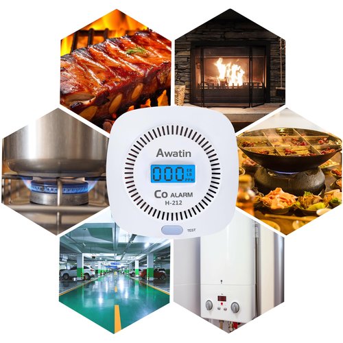 Carbon Monoxide Detectors - Carbon Monoxide Alarm Battery Powered, CO Detectors with Digital Display for Home, Easy to Install (H-212)