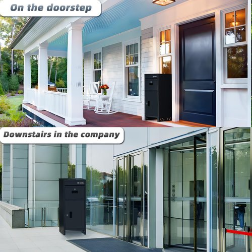 Package Delivery Box for Outside with Lock,37.8" H*15.8" L*15.8" W, Anti-Theft Design Parcel Drop Box is Rustproof and Rainproof, Outdoor Package box for Porch Ideal for Home/Office/Apartment (Black)