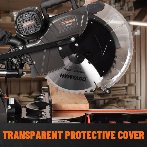 DOVAMAN 12-Inch Dual-Bevel Miter Saw, Compound Sliding Miter Saw, Ambidextrous Operation, 3800RPM, 4.2 x 13in Cutting Capacity, Laser Guide, 0-45° Bevel & Miter Cut, 9 Positive Stops, 15-Amp Corded