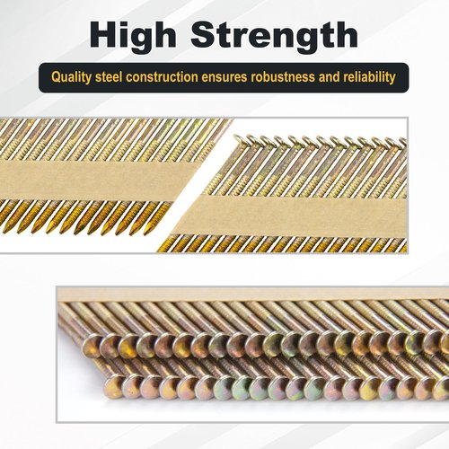 meite 30 Degree Framing Nails 2-Inch x .113 Inch, Ring Shank, Galvanized Coated, Paper Tape Collated, Offset Round Head Framing Nails for 30-34 Degree Framing Nailers (1,000 Counts)