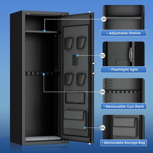 Greenvelly 12-15 Gun Safe for Rifles and Pistols,Quick Access Rifle Gun Safe with Password Lock, Gun Cabinet with Shelves for Home,Office(Assembly Required)