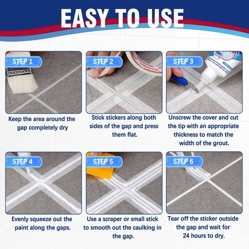 Mallbaola Tile Grout Repair Kit, 2 Pack Tile Grout Paint, Grout Sealer for Bathroom Kitchen Floor Tile, Fast Drying Grout Pen, White Filler Restore & Renew Tile Joints Line and Gaps