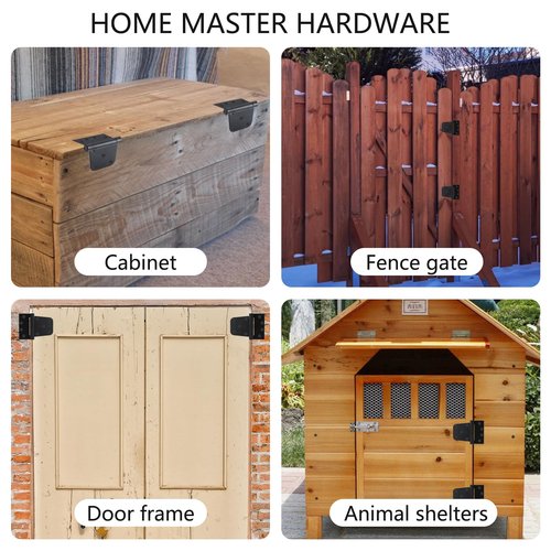 HOME MASTER HARDWARE Self-Closing Spring Gate Hinge 3-1/2" Heavy Duty Automatic T Hinges Steel Black Finish with Screws 2-Pack for Wood Fence Gate Vinyl Shed Door