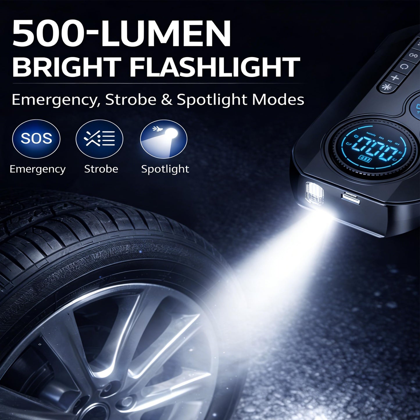 Portable Car Battery Jump Starter with Air Compressor