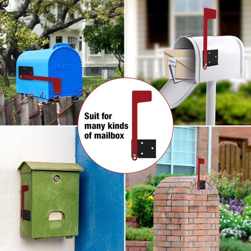 Merear Mailbox Flag Replacement Kit, Galvanized Steel Flag for Mailbox, Mailboxes Accessories, Two-Way Installation Methods for Wood, Wall, Metal, Stone, Mailbox