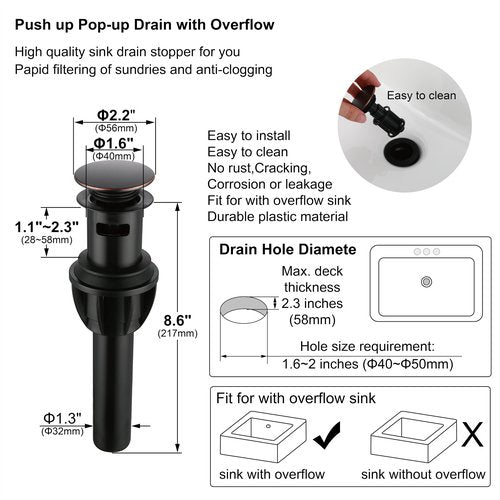 Derengge 2 Handle Oil Rubbed Bronze Bathroom Sink Faucet 3 Hole with Overflow Pop up Drain,360° Swivel Spout 4 Inch Centerset Lavatory Faucet,F-4501-NB