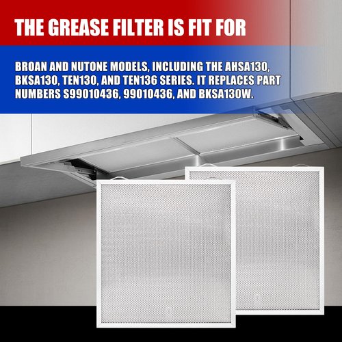 Range Hood Grease Filter Fit for Broan Nutone S99010436, 99010436, BKSA130 Series, Aluminum Mesh Vent Filter Replacement, 12.84" x 13.69" x 0.38", 2-Pack