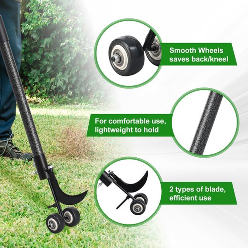 ETICSIPA Crack Weeder Tool with Wheels 5.5FT Metal Crevice Weeding Tool with Adjustable Long Handle Saves Back & Knee Manual Weed Remover for Paver Deck Patio Driveway Sidewalk Garden