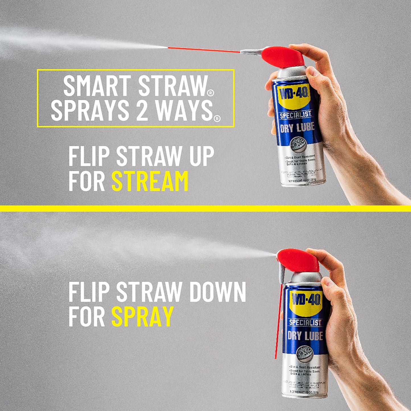 WD-40 Specialist Dry Lube with Smart Straw, Lubricant for Corrosion Protection on Table Saws, Drills and Lathes, Industrial Strength Friction-Reducing Formula, 10 Oz.