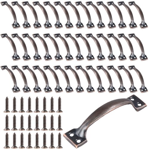 ZEONHEI 40 Pack Black Metal Gate Handles, 5.4 Inch Door Pull Handle Shed with Screws, Screen Door Handle Fence Gate Handles for Outdoor Fences Wooden Doors