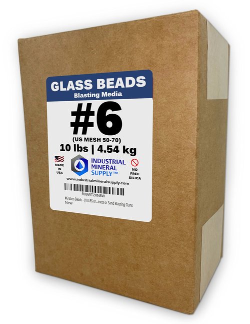 #6 Glass Beads - (10 LBS or 4.54 kg) - Blasting Abrasive Media (Coarse) - 50-70 US Mesh for Blast Cabinets or Sand Blasting Guns