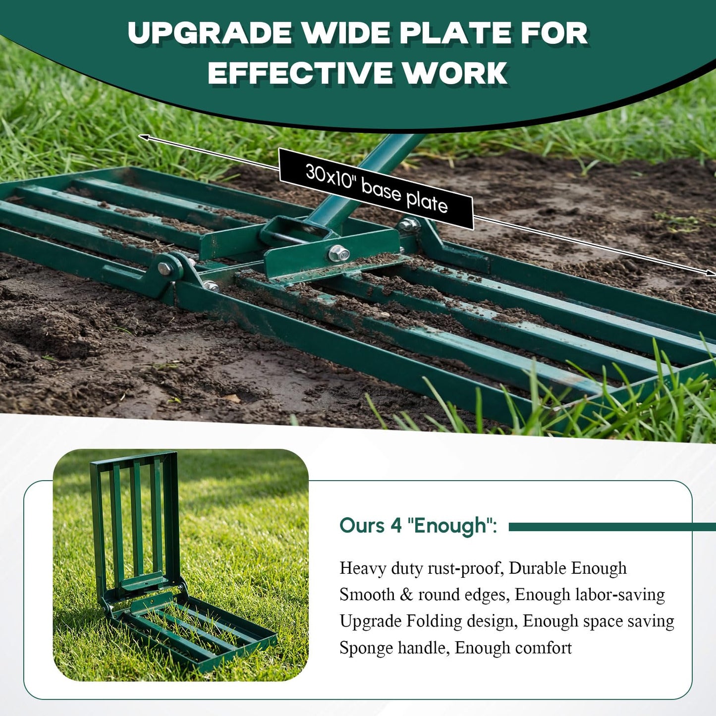 Gisafai Lawn Leveling Rake 30"x10" Heavy Duty Carbon Steel, 72" Adjustable Long Handle, Leveler Tool for Yard Garden Golf Course Soil Dirt Ground Surface Leveling