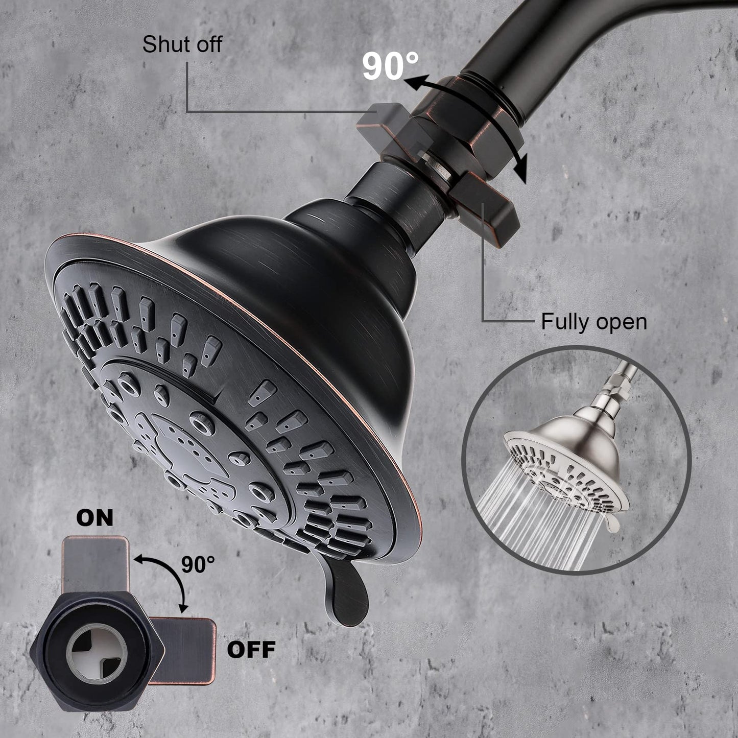 BRIGHT SHOWERS Water Flow Control Valve, Brass Shower Head Water Valve with Handle Lever, Flow Regulator Water-Saver Volume, Oil-Rubbed Bronze