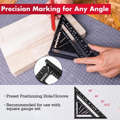 Arrow Aluminum Alloy Carpenter Square, 7-Inch Rafter Square Layout Tool, Woodworking Triangle Ruler for Carpentry and Craftsmen