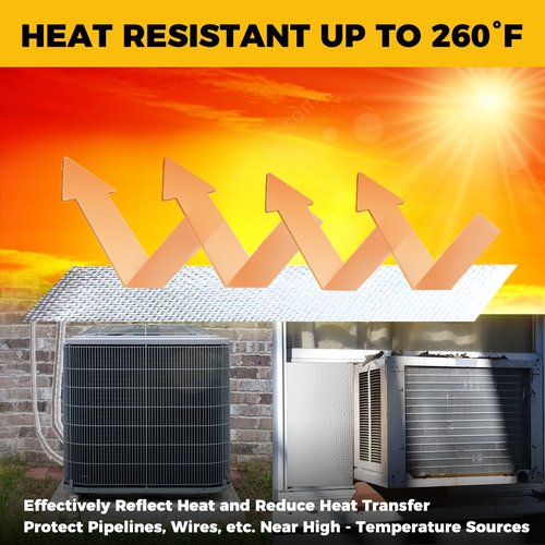 TWAKAP Super Age-Resistant AC Pipe Foam Insulation Tube Wrap Protect Foil Fiberglass Tape,More Weather-Resistant Shield for Pipe Insulation Foam Tube, Reflect 95% Thermal for Window AC Unit,HVAC Duct