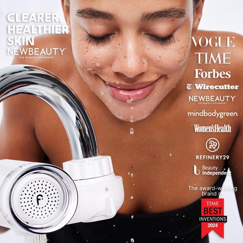 Filterbaby Skincare Filter 2.0, Bathroom Sink Filter Faucet for Skin Care, 99.9% Chlorine Removal - 0.000001 mm Carbon Fiber, Clinically Tested, Skin Hydration in 2 Weeks -(Pearlescent White)