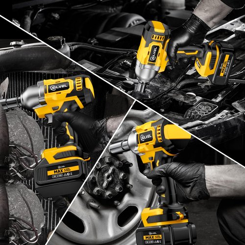 SILVEL Cordless Impact Wrench, MAX 650N.M Brushless Impact Gun 1/2 inch, 4.0Ah Battery, 6 Sockets, 3300RPM Impact Driver wih Fast Charger